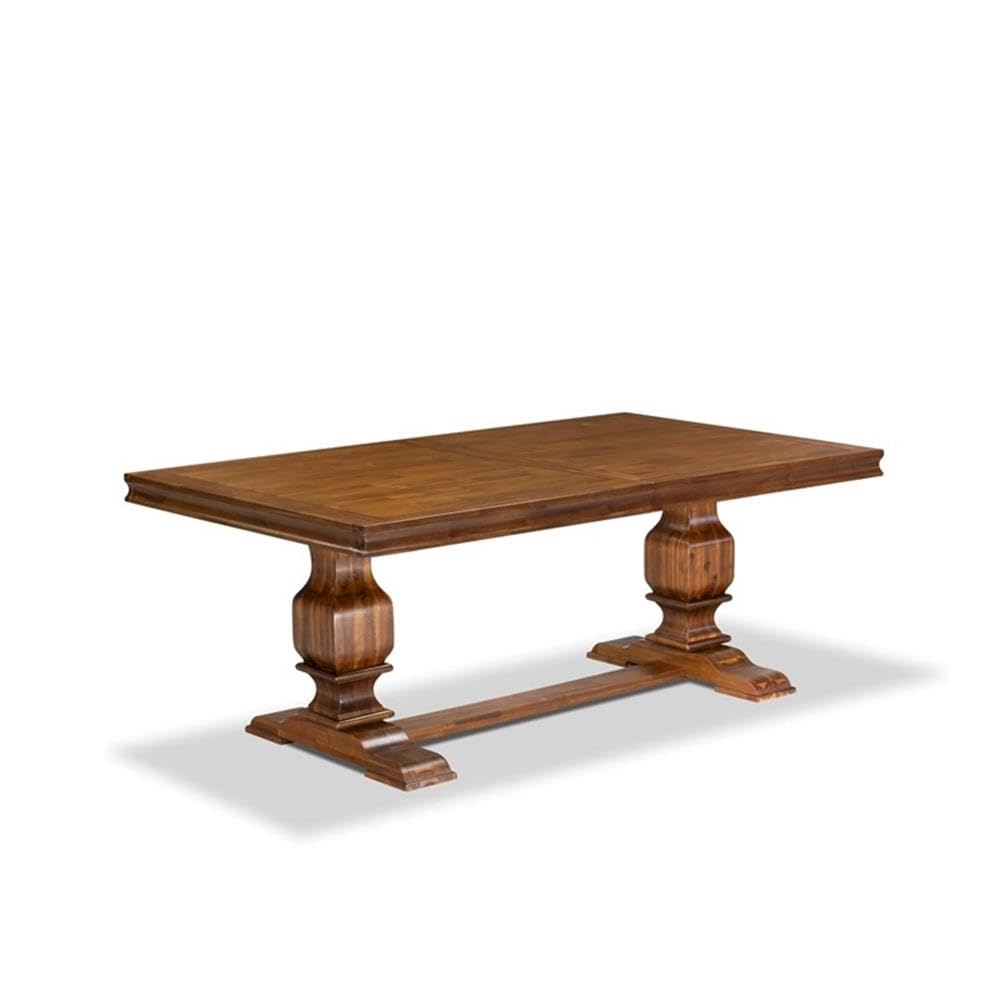 9-Piece Acacia Wood Dining Table Set with Faux Leather Chairs Q764