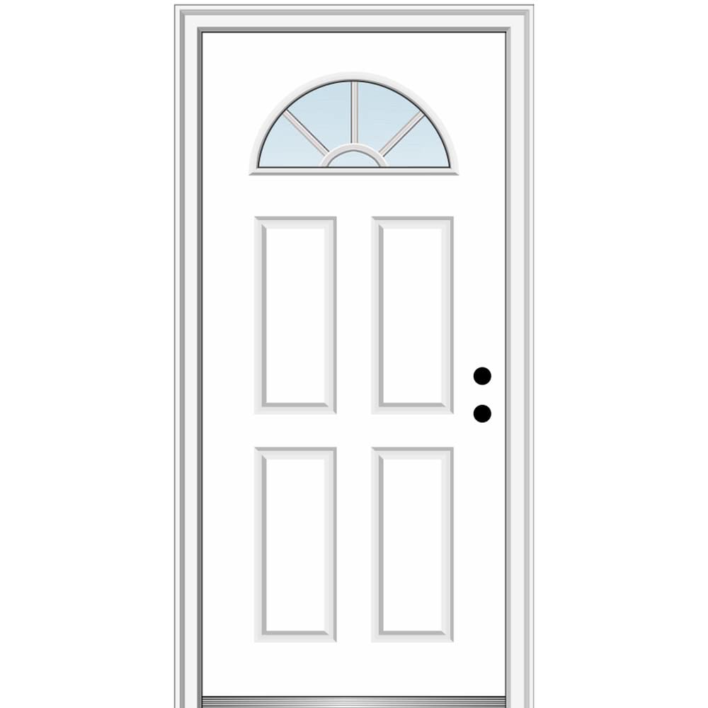 Steel Left-Hand Inswing 1/4 Lite 4-Panel Prehung Front Door 36" x 80" Y716416