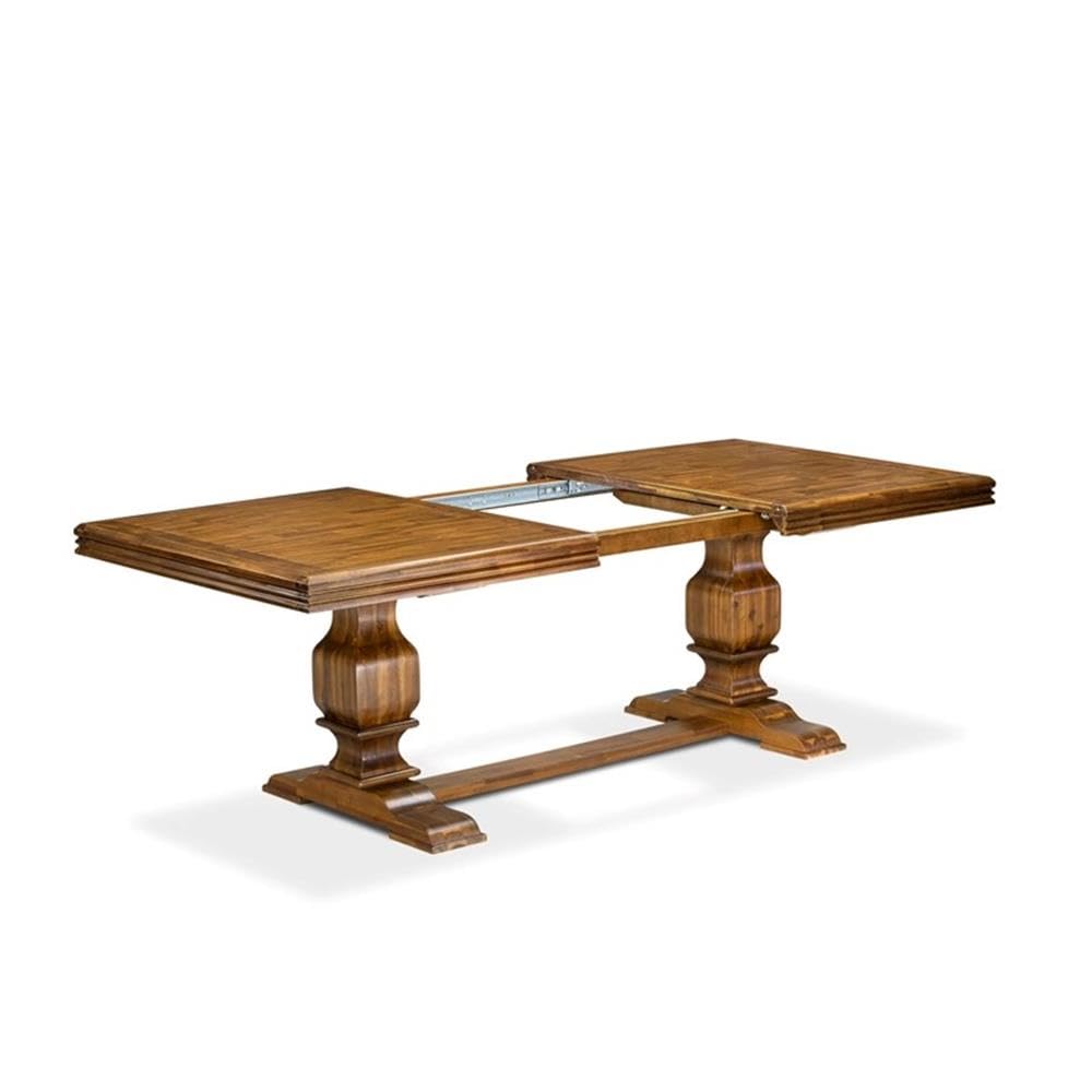 9-Piece Acacia Wood Dining Table Set with Faux Leather Chairs Q764