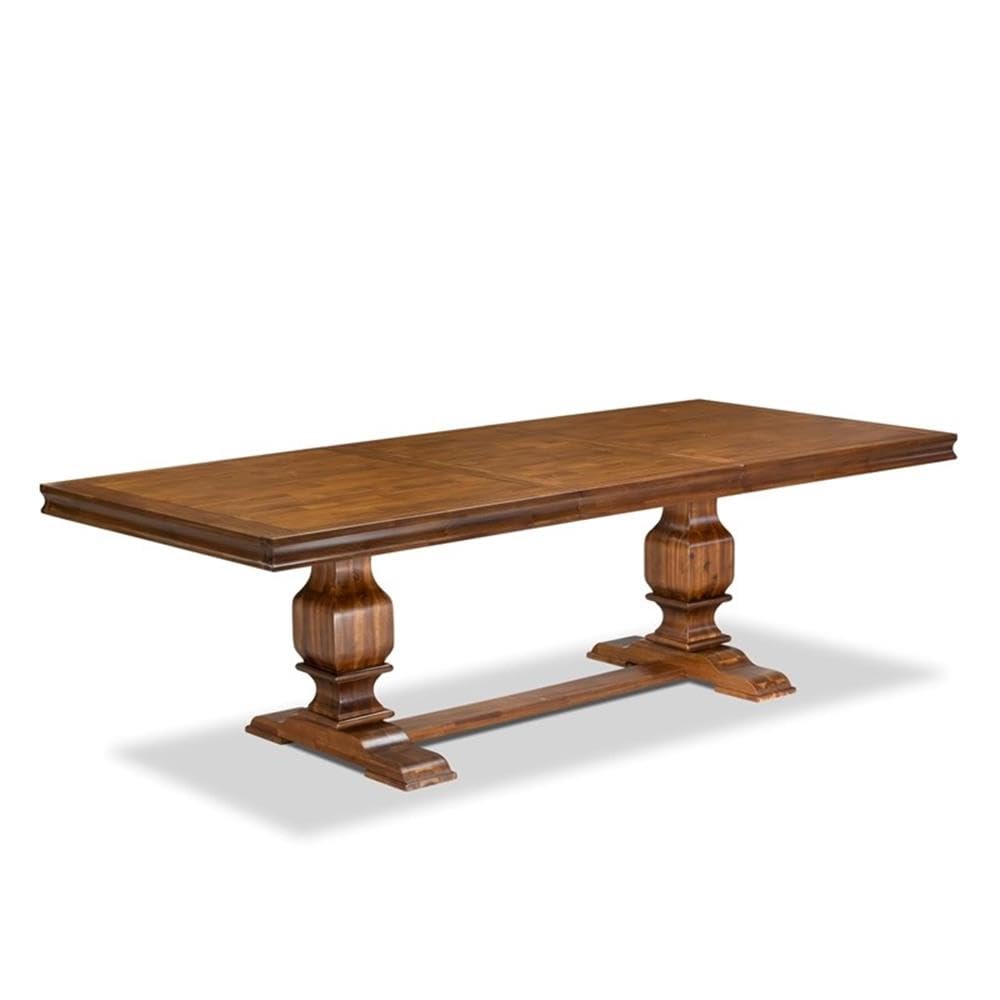 9-Piece Acacia Wood Dining Table Set with Faux Leather Chairs Q764