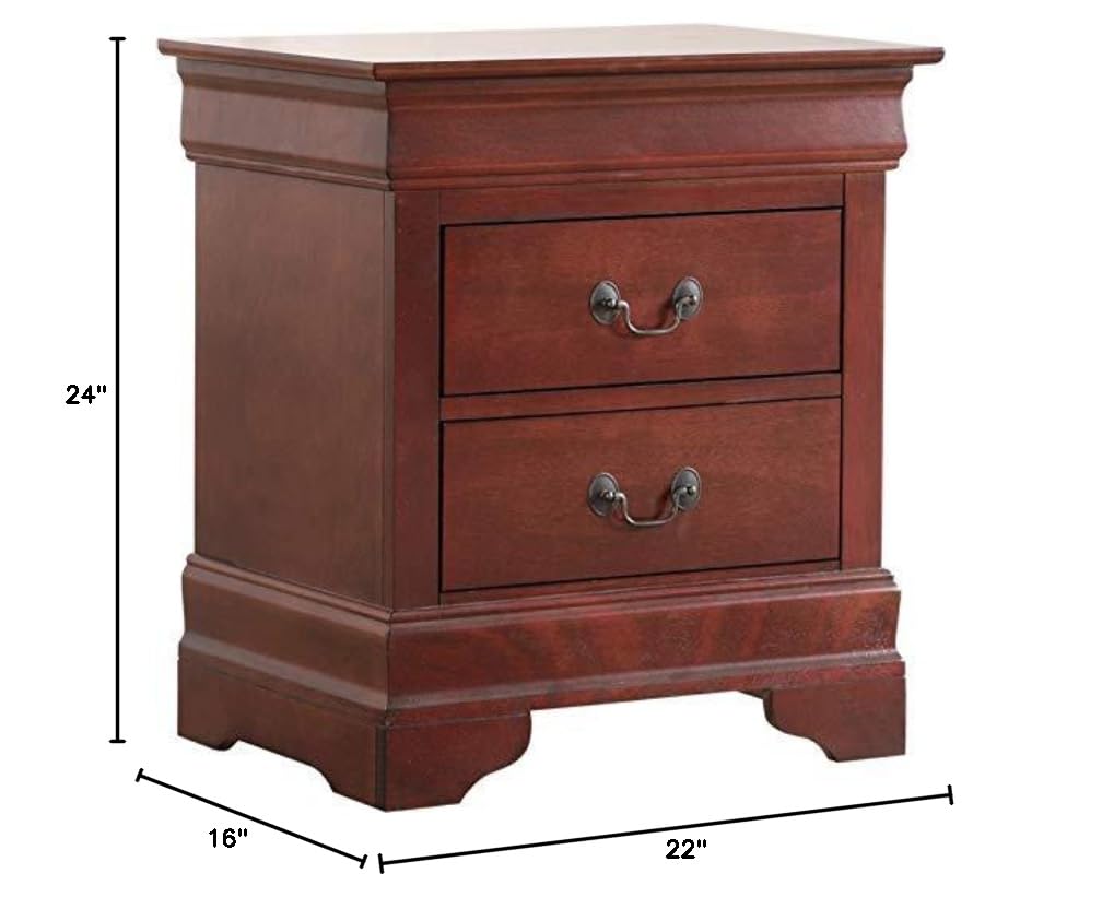 Cherry Finish 2 Drawer Engineered Wood Nightstand C828