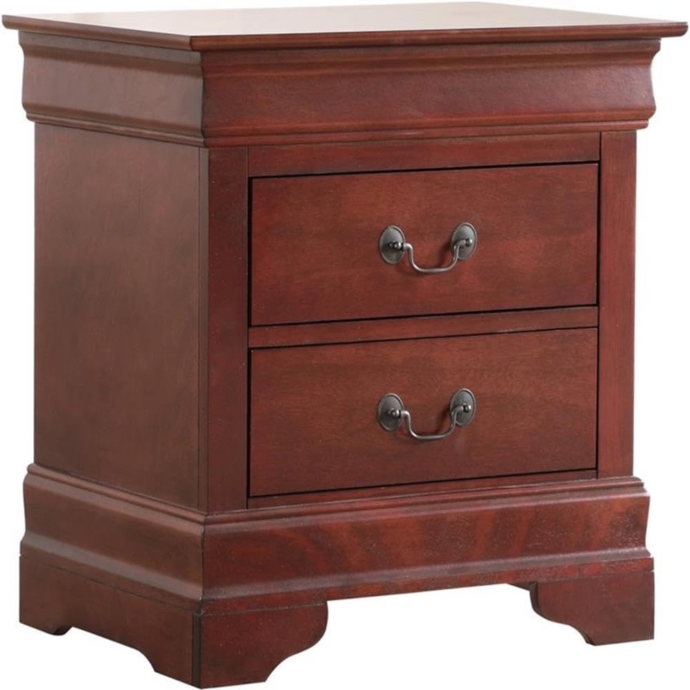 Cherry Finish 2 Drawer Engineered Wood Nightstand C828