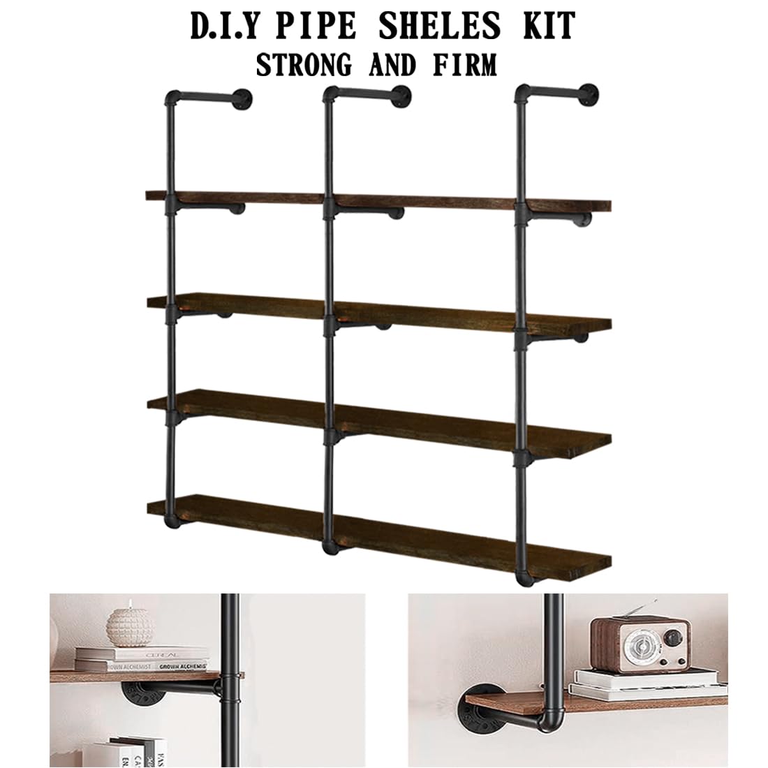 Industrial Iron Pipe 5-Tier Shelves T997