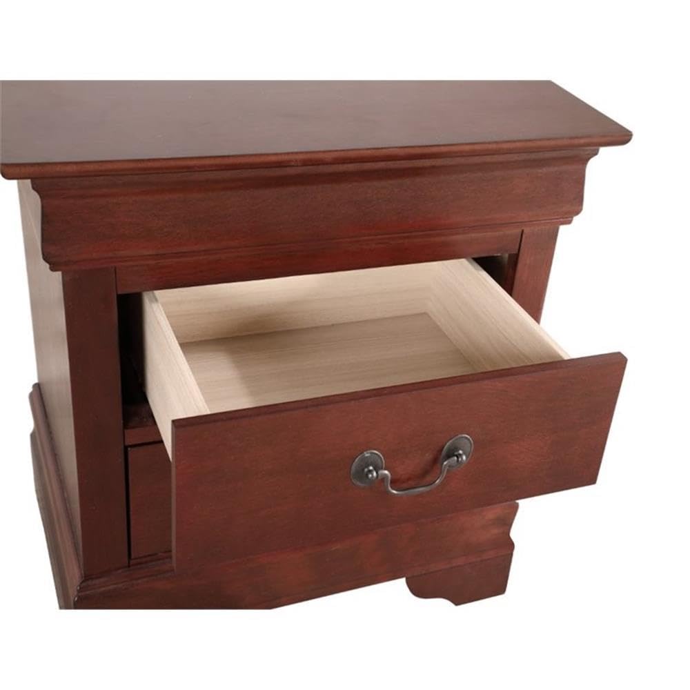 Cherry Finish 2 Drawer Engineered Wood Nightstand C828