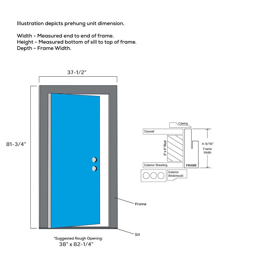 Steel Left-Hand Inswing 1/4 Lite 4-Panel Prehung Front Door 36" x 80" Y716416