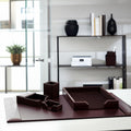 Dark Brown Bonded Leather 5-Piece Desk Set Q7720