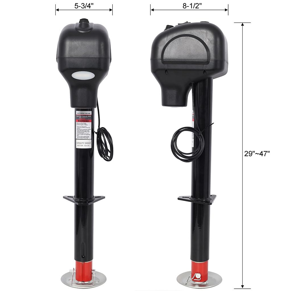3500 LBS 12V Electric Trailer Jack with Drop Leg V98968