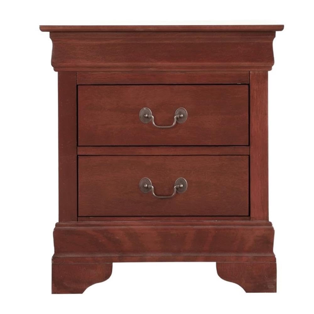 Cherry Finish 2 Drawer Engineered Wood Nightstand C828