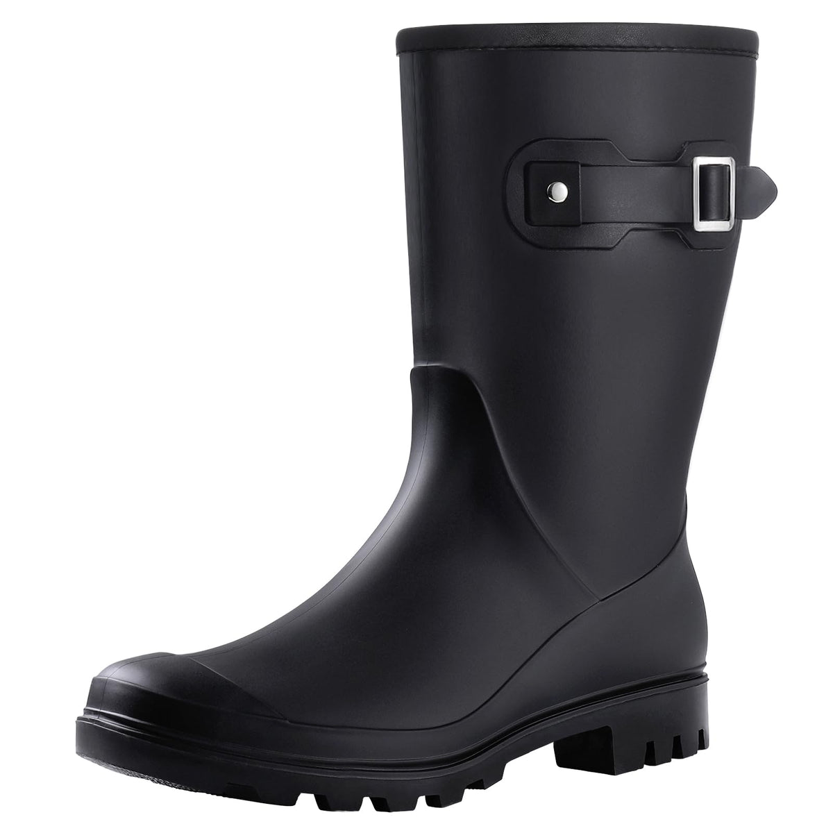 Mid Calf Waterproof Rain Boots with Buckle T2801
