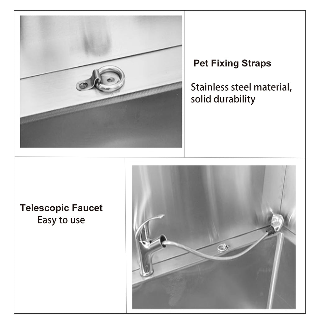 Stainless Steel Dog Grooming Bathtub with Sliding Door and Step J83019