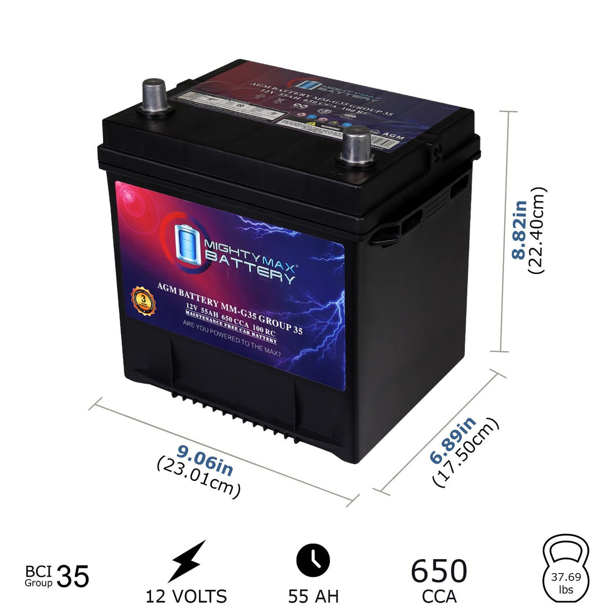 12V 55Ah AGM Replacement Battery A891