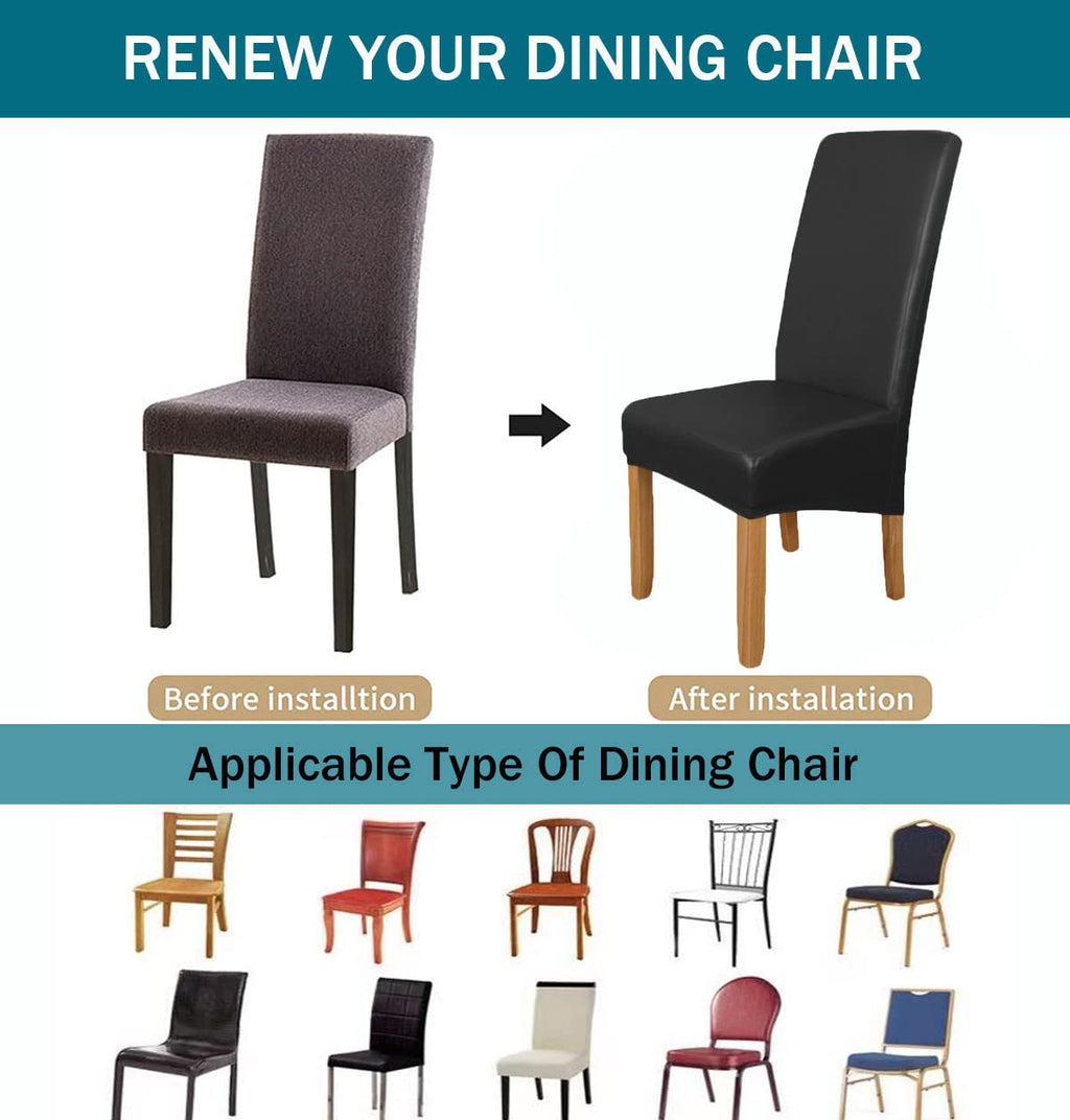Pu Leather Waterproof Oilproof Stretch Dining Chair Covers 2 PCS K4165