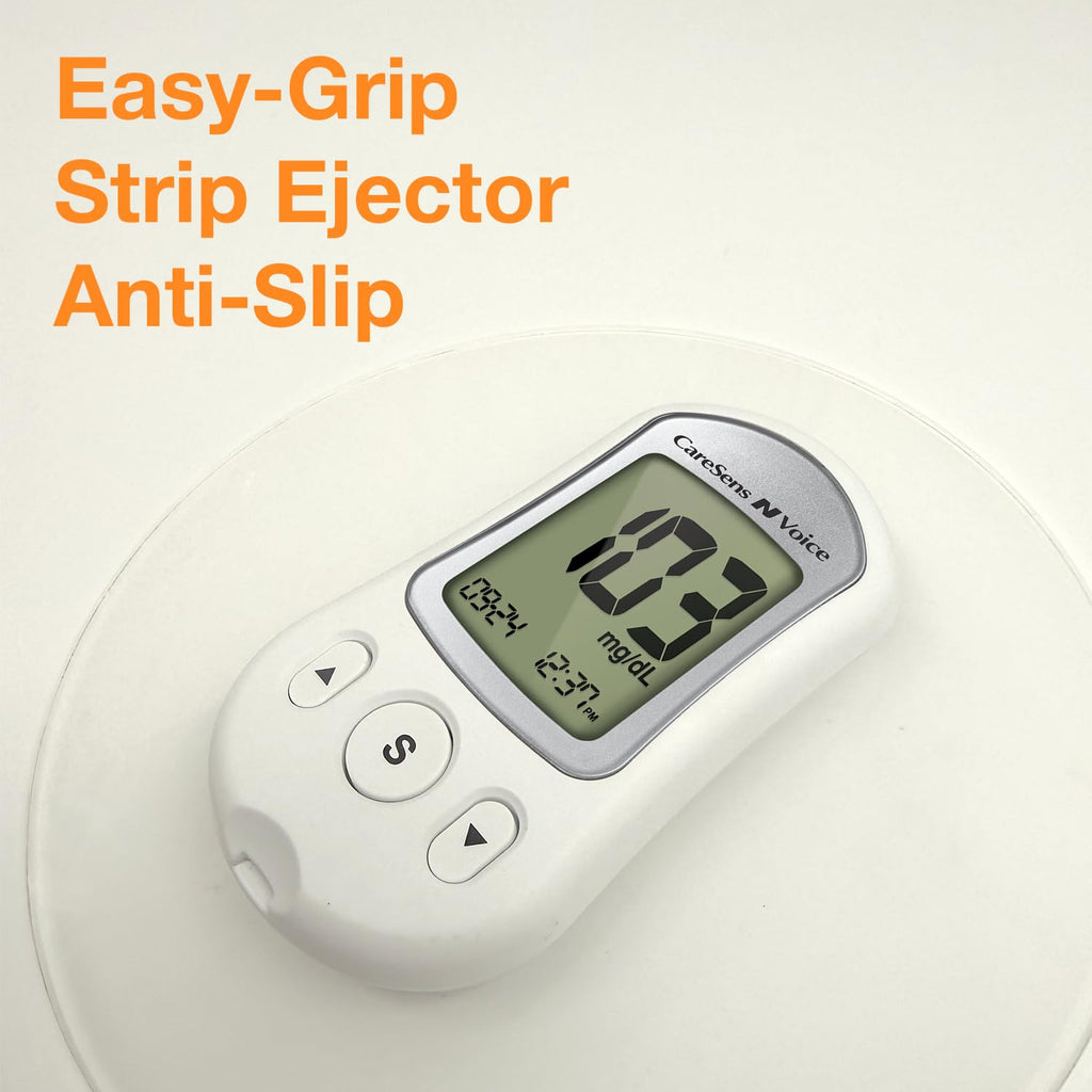 Blood Glucose Monitoring System with Talking Meter, 300 Test Strips, 100 Lancets, Lancing Device and Carrying Case B815241