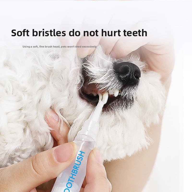 Pet Teeth Cleaning Pen 2-Pack Twist-Up Toothbrush Gel Kits with 45-Degree Soft Brush Head Y30527