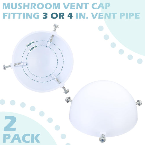 2 Pcs White Mushroom Vent Cap V3150
