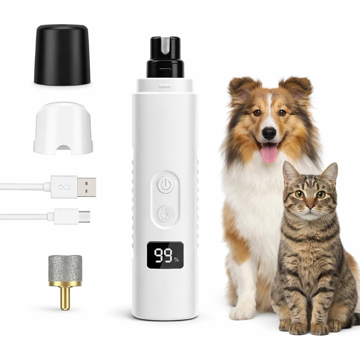 Dog Nail Grinder, 3-Speed Ultra Quiet with LED Light P168