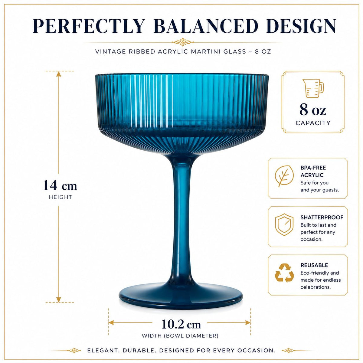 Ribbed Acrylic Martini Glasses Set of 6 C747178