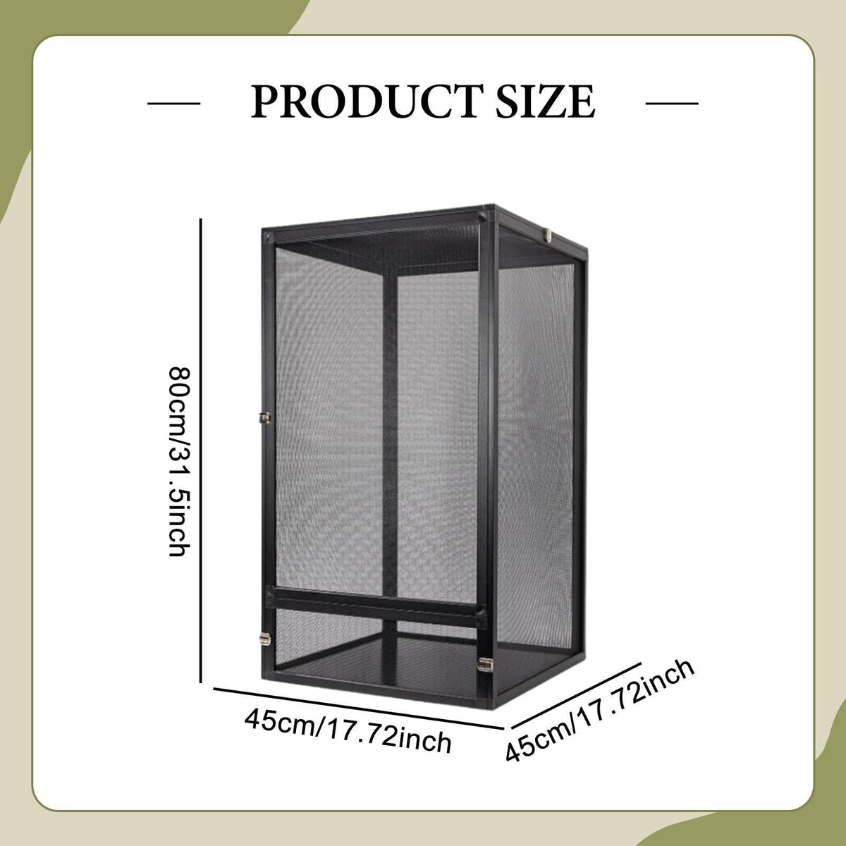 Aluminum Reptile Terrarium with Screen 45x45x80cm D529773