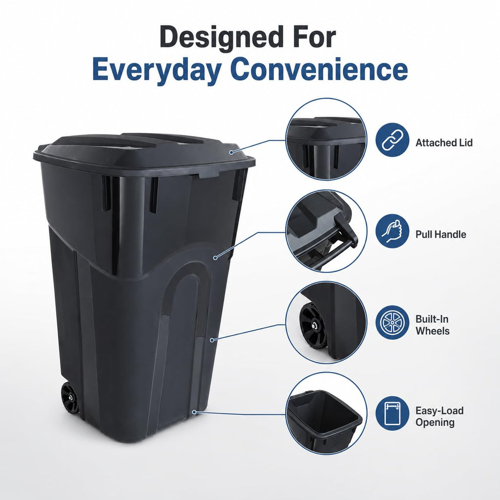 32-Gallon Heavy-Duty Wheeled Trash Can with Click-Lock Lid D534713