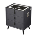 Gray 3 Drawer Solid Wood Nightstand with Speaker and USB Port L8346