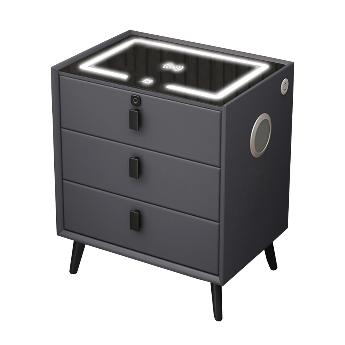 Gray 3 Drawer Solid Wood Nightstand with Speaker and USB Port L8346