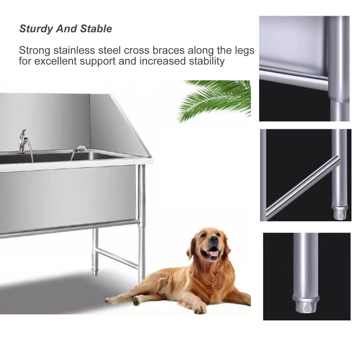 Stainless Steel Dog Grooming Bathtub with Sliding Door and Step J83019