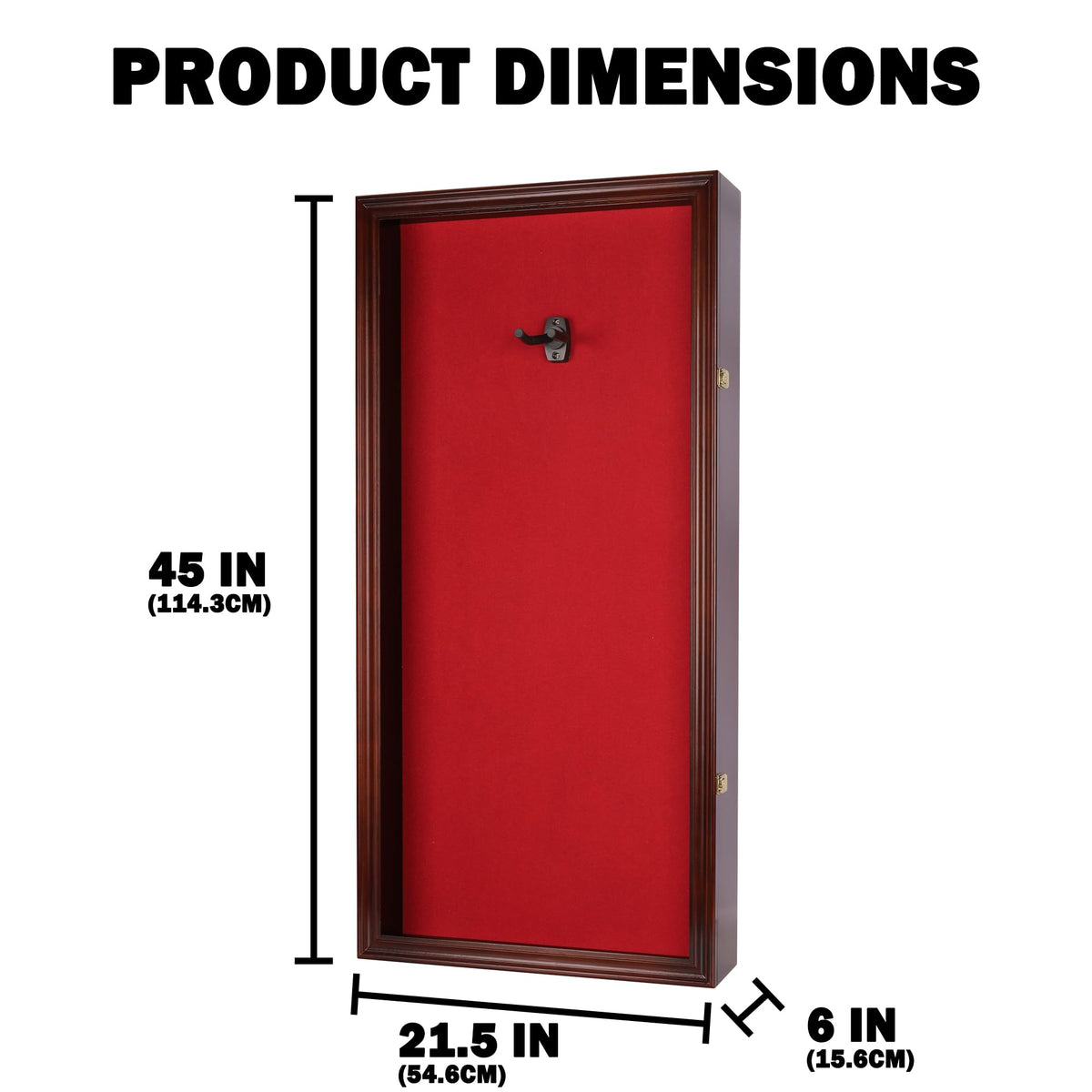 45" Acoustic Guitar Display Case Cabinet Wall Mountable Mahogany Finish Q81668