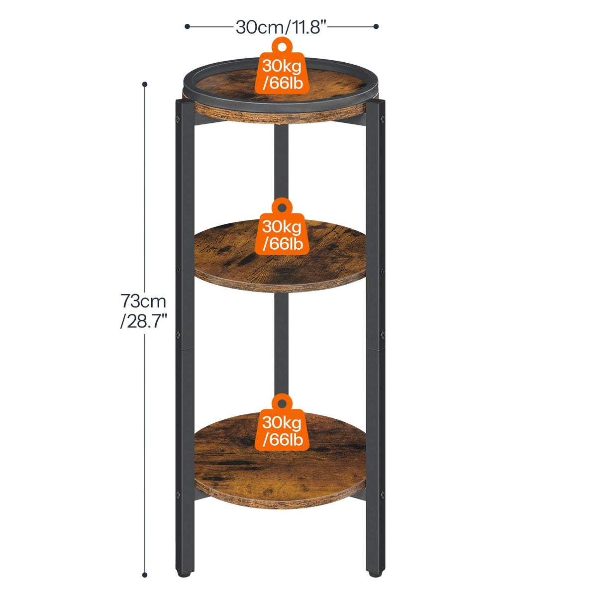 Small Round 3-Tier Side Table V901