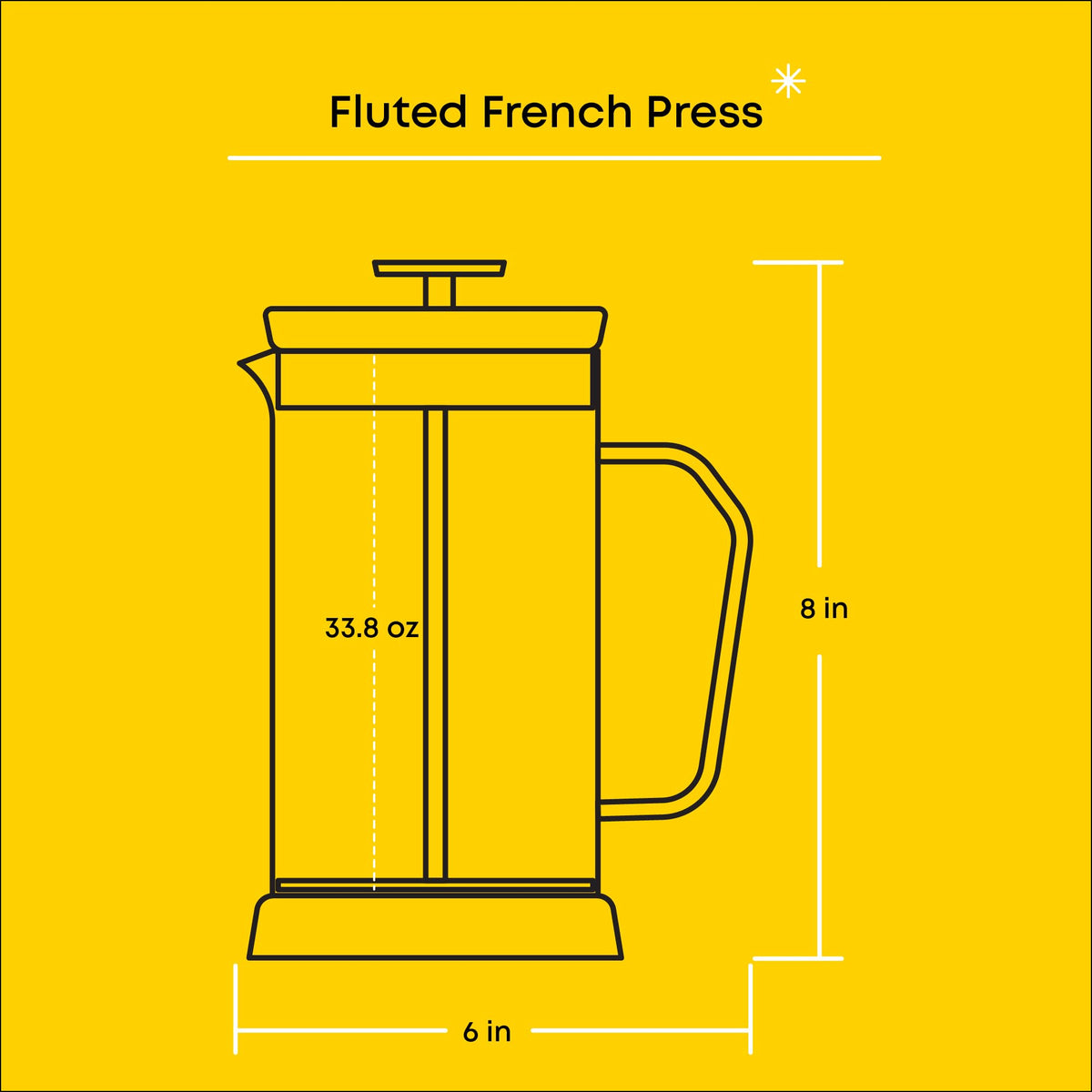 French Press Coffee and Tea Maker Set, 33.8oz Stainless Steel Borosilicate Glass O5039