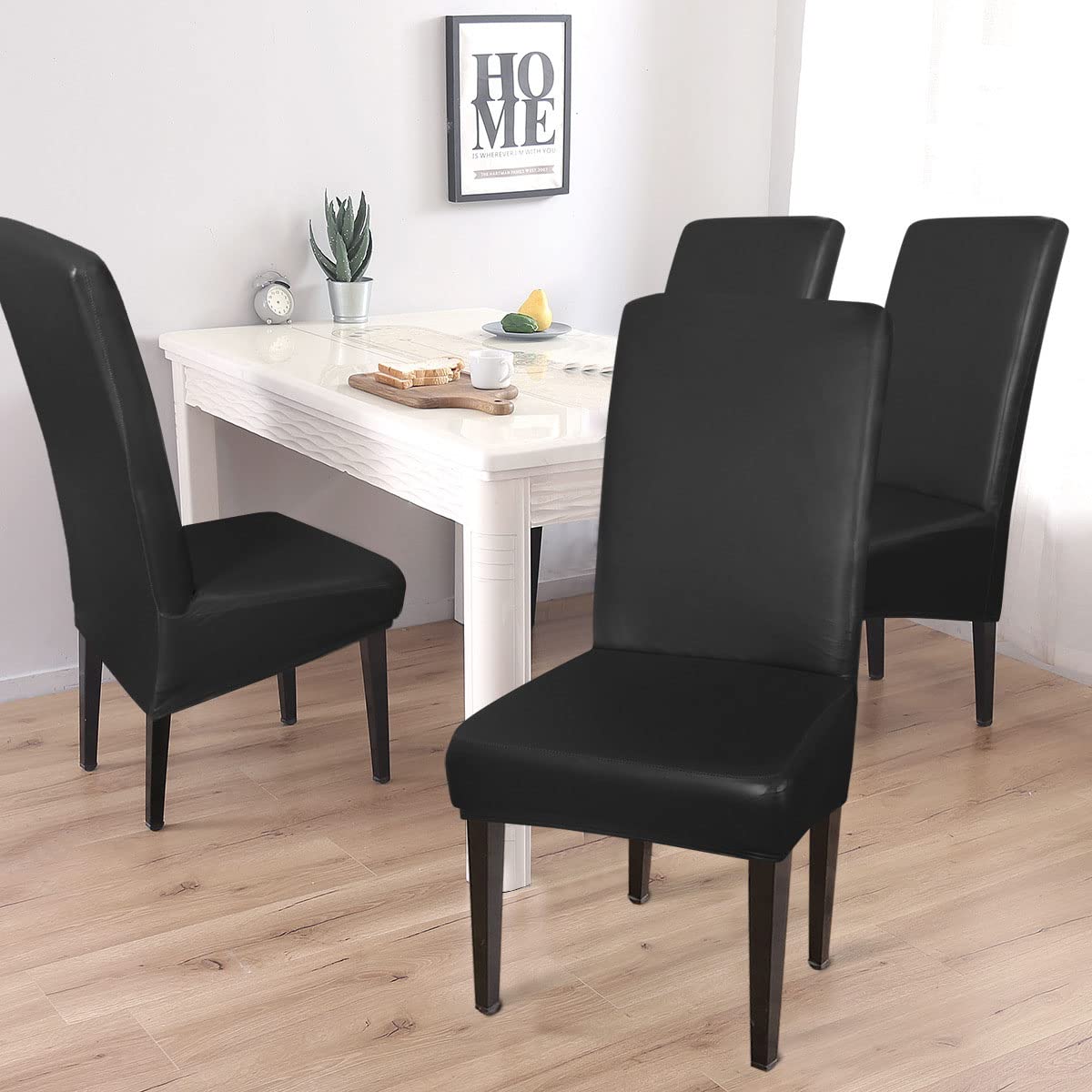 Pu Leather Waterproof Oilproof Stretch Dining Chair Covers 2 PCS K4165