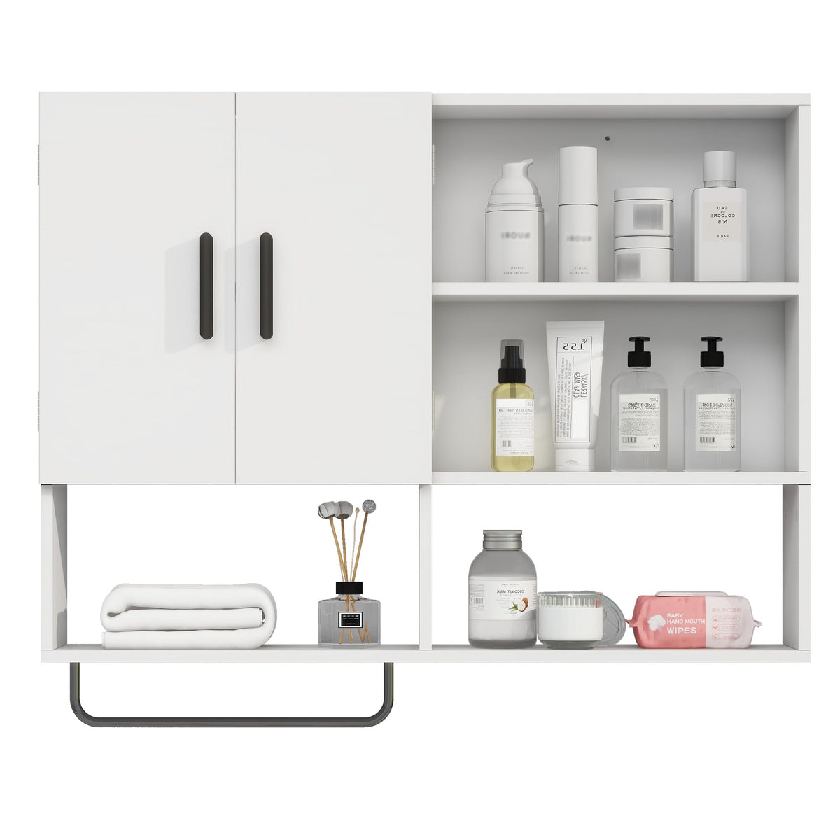Bathroom Wall Cabinet with 2 Doors White E51955