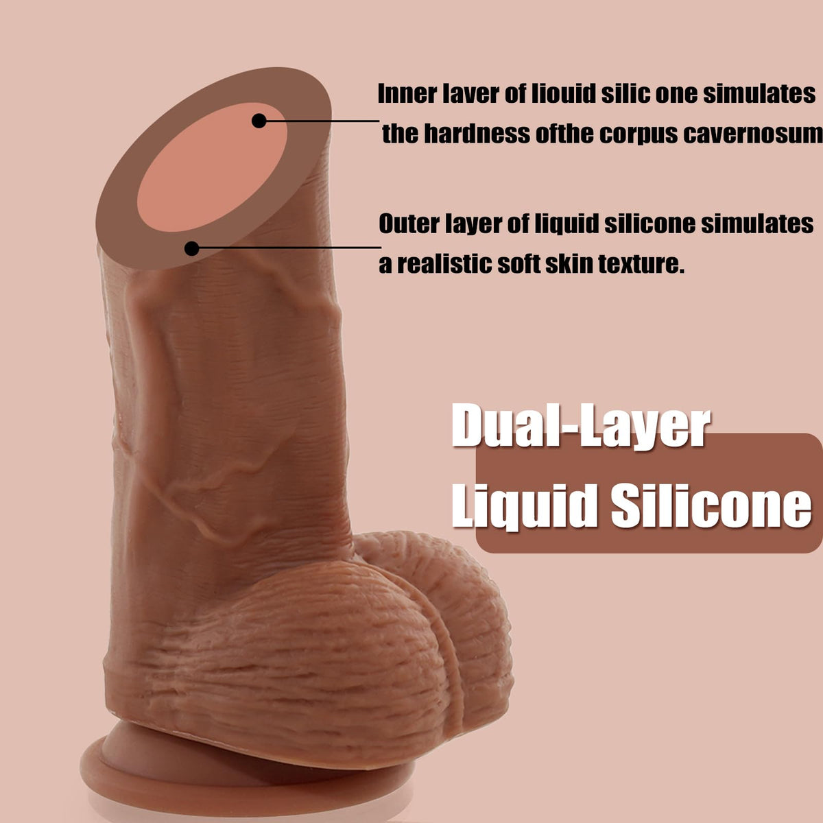 12 inch Dual Silicone Curved Dildo with Suction Cup L614
