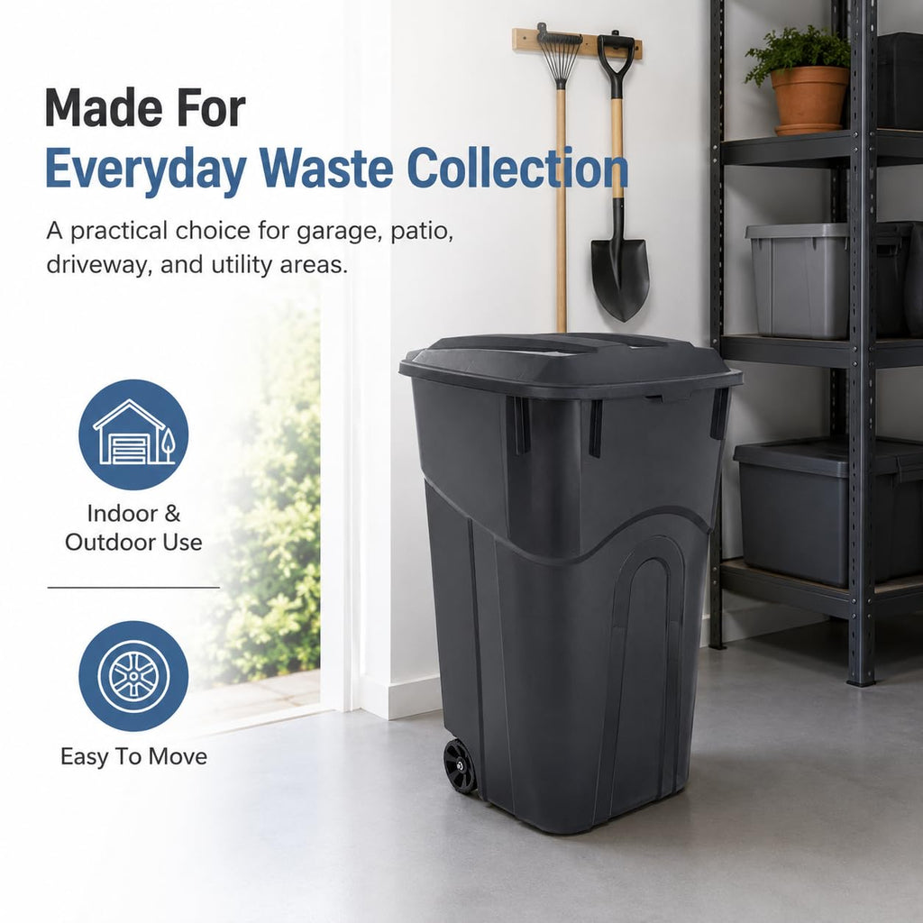 32-Gallon Heavy-Duty Wheeled Trash Can with Click-Lock Lid D534713