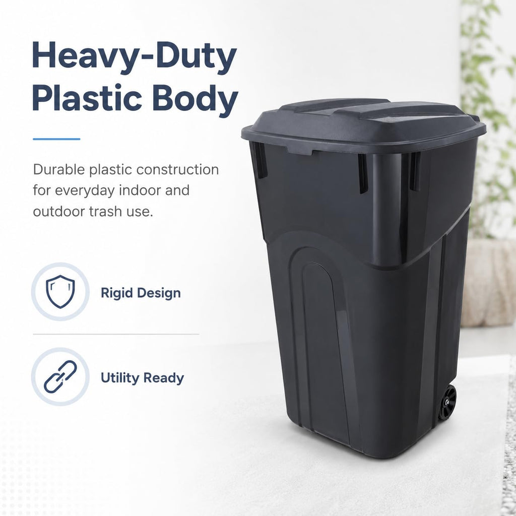 32-Gallon Heavy-Duty Wheeled Trash Can with Click-Lock Lid D534713