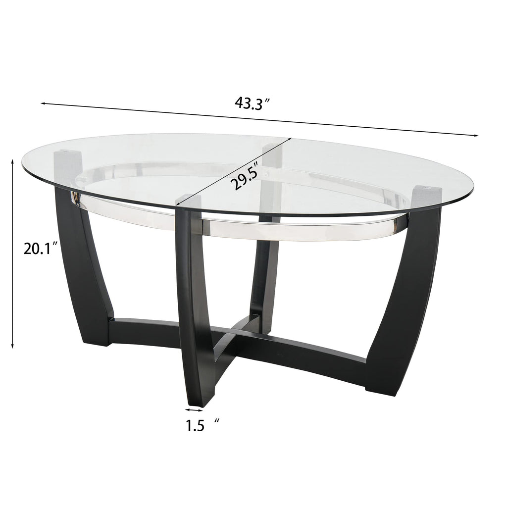 Oval Wood Glass Coffee Table A74570