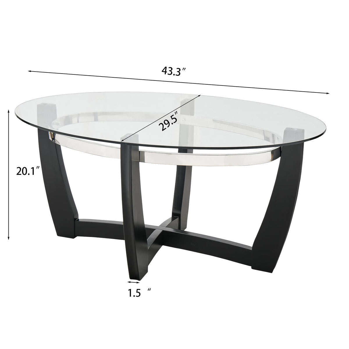 Oval Wood Glass Coffee Table A74570