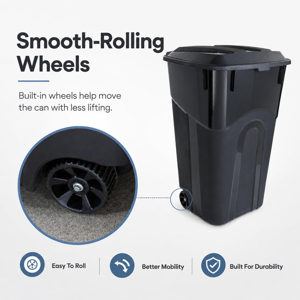 32-Gallon Heavy-Duty Wheeled Trash Can with Click-Lock Lid D534713