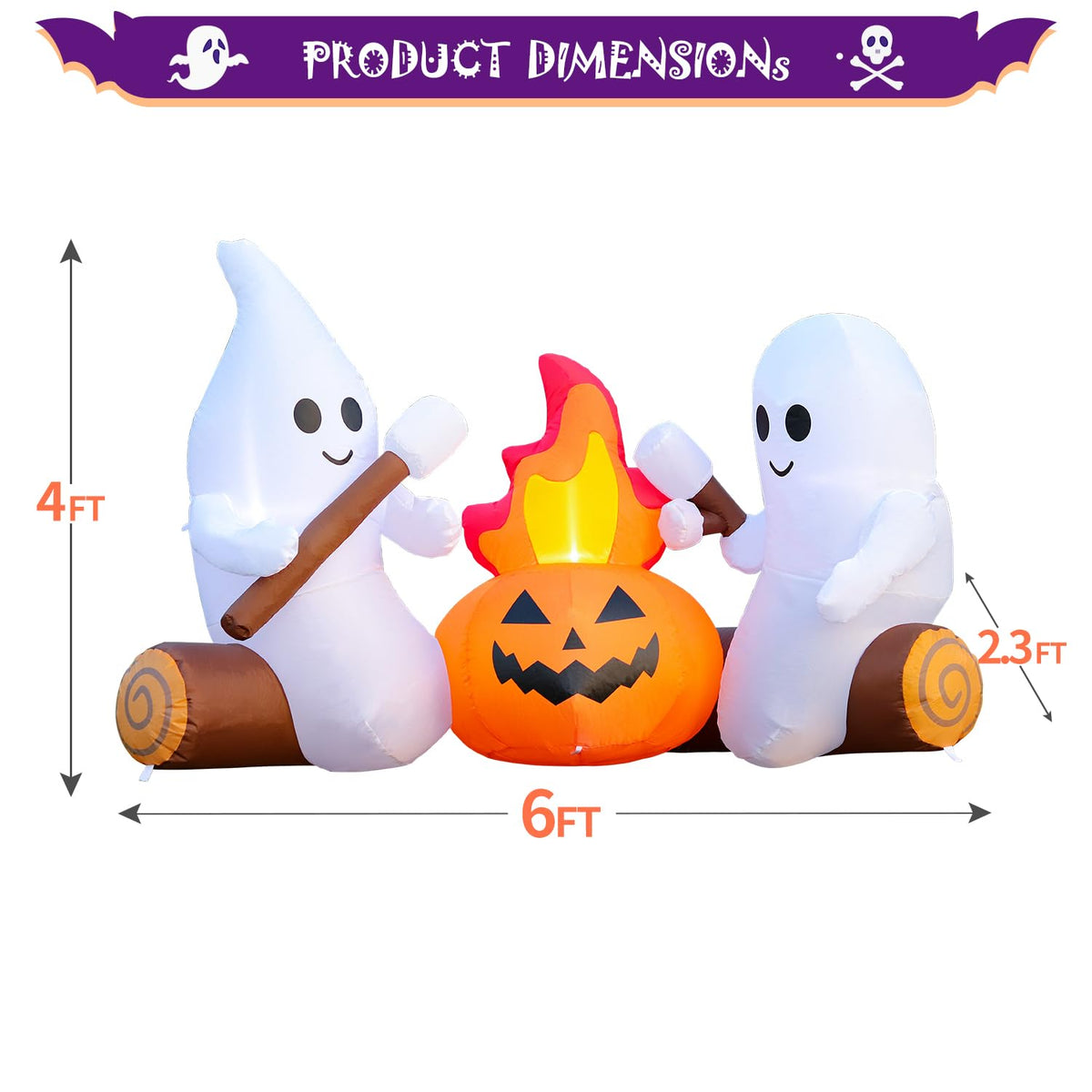 6FT Inflatable Halloween Decorations with Built-in LEDs B652443