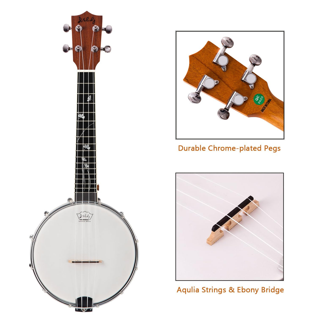 23" Sapele Wood Banjo Ukulele C138