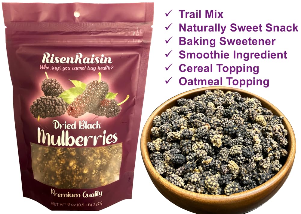 Dried Black Mulberries 8 oz No Sugar Added N60098