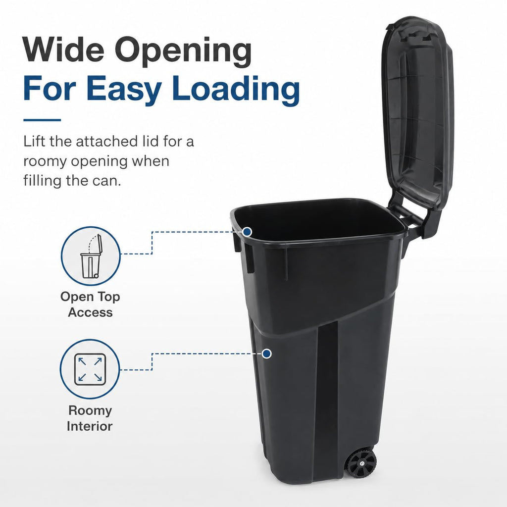 32-Gallon Heavy-Duty Wheeled Trash Can with Click-Lock Lid D534713