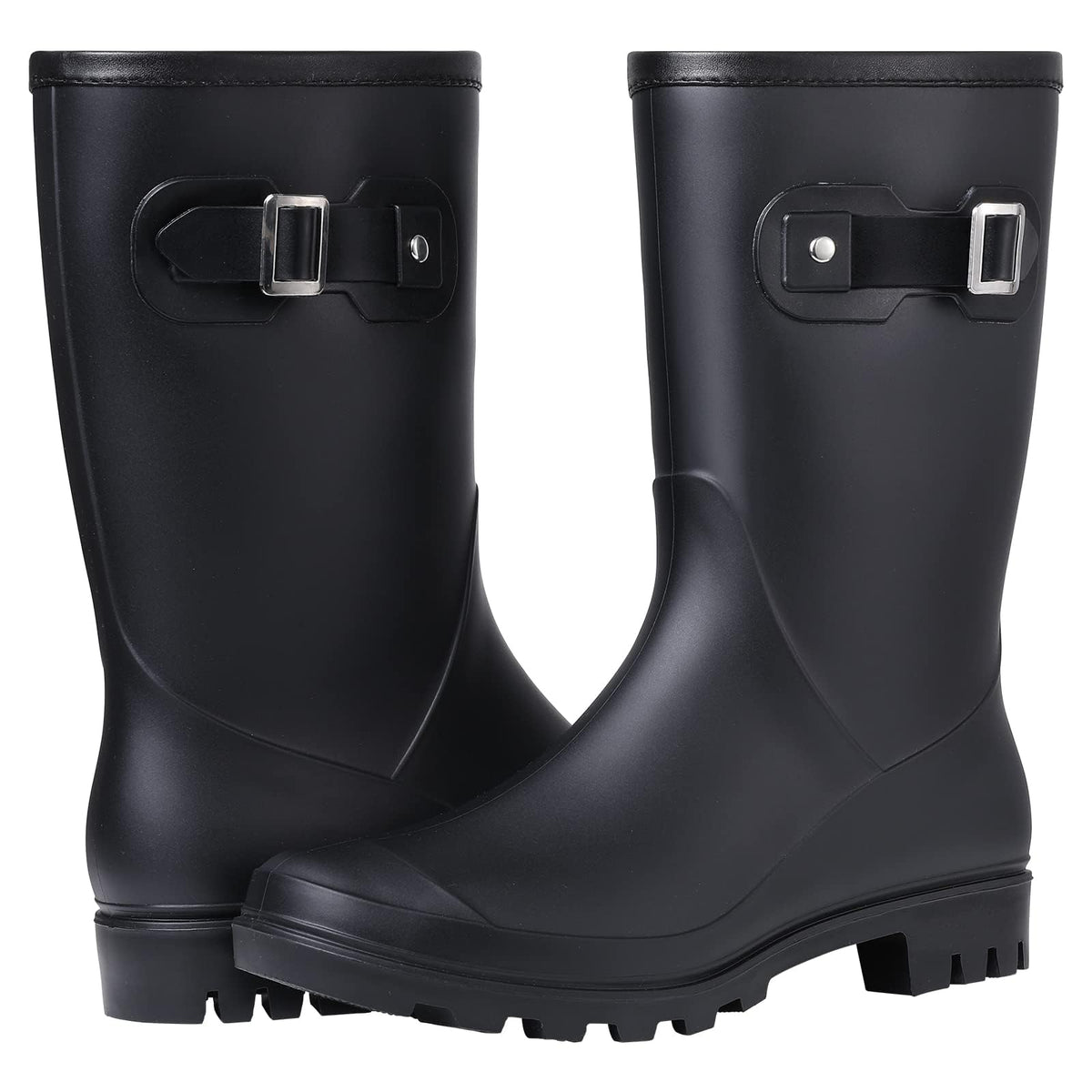 Mid Calf Waterproof Rain Boots with Buckle T2801
