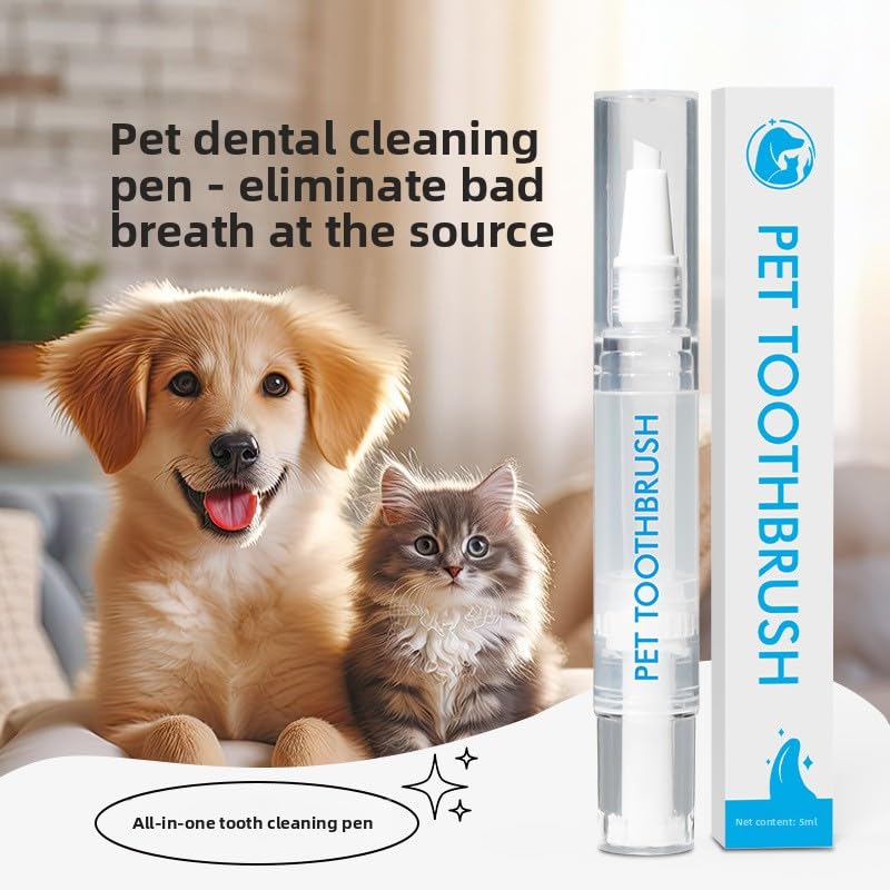Pet Teeth Cleaning Pen 2-Pack Twist-Up Toothbrush Gel Kits with 45-Degree Soft Brush Head Y30527
