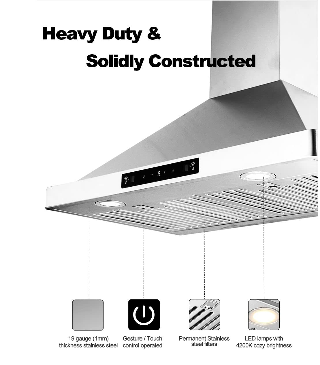 30 Inch Stainless Steel Wall Mount Range Hood F6136