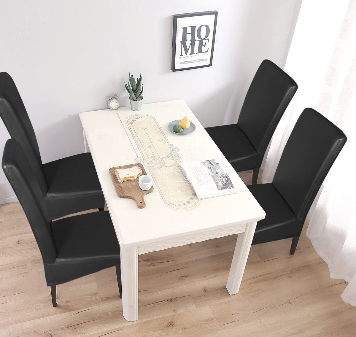 Pu Leather Waterproof Oilproof Stretch Dining Chair Covers 2 PCS K4165