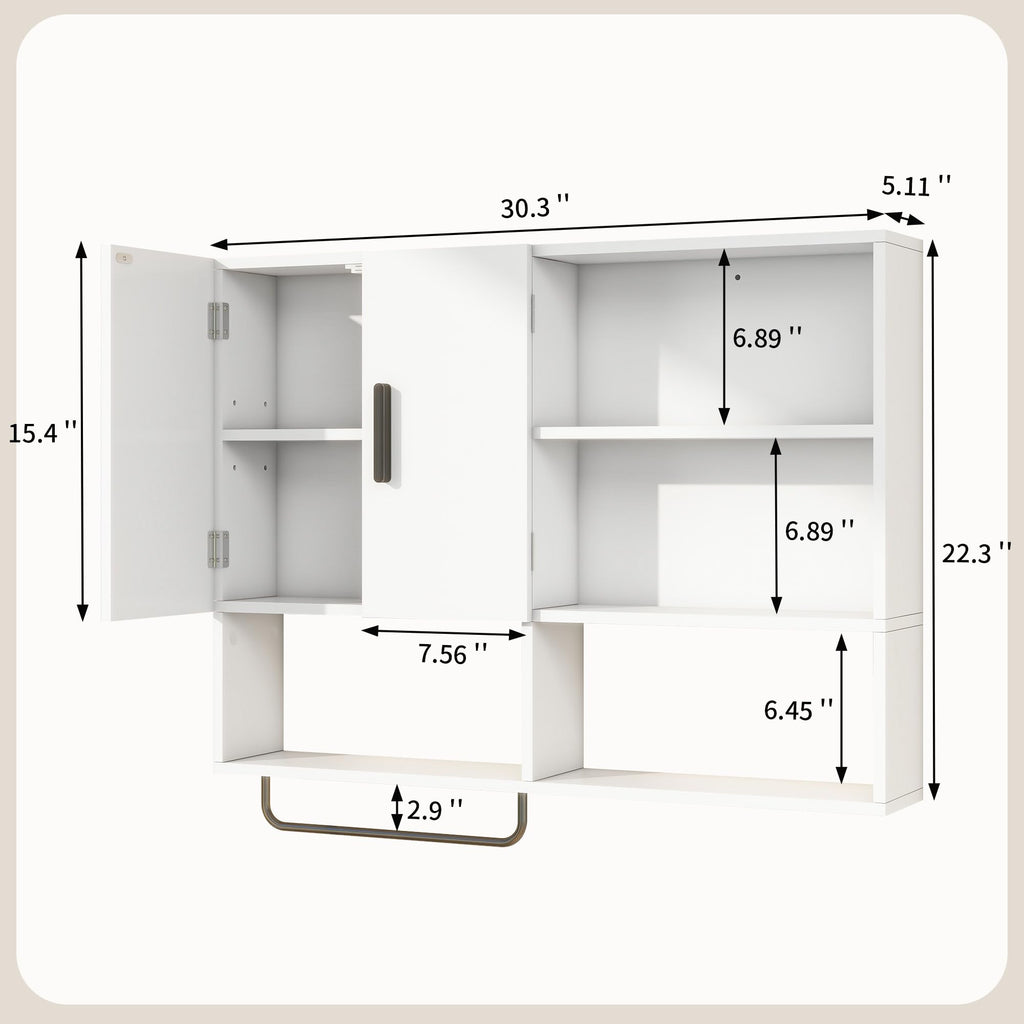 Bathroom Wall Cabinet with 2 Doors White E51955