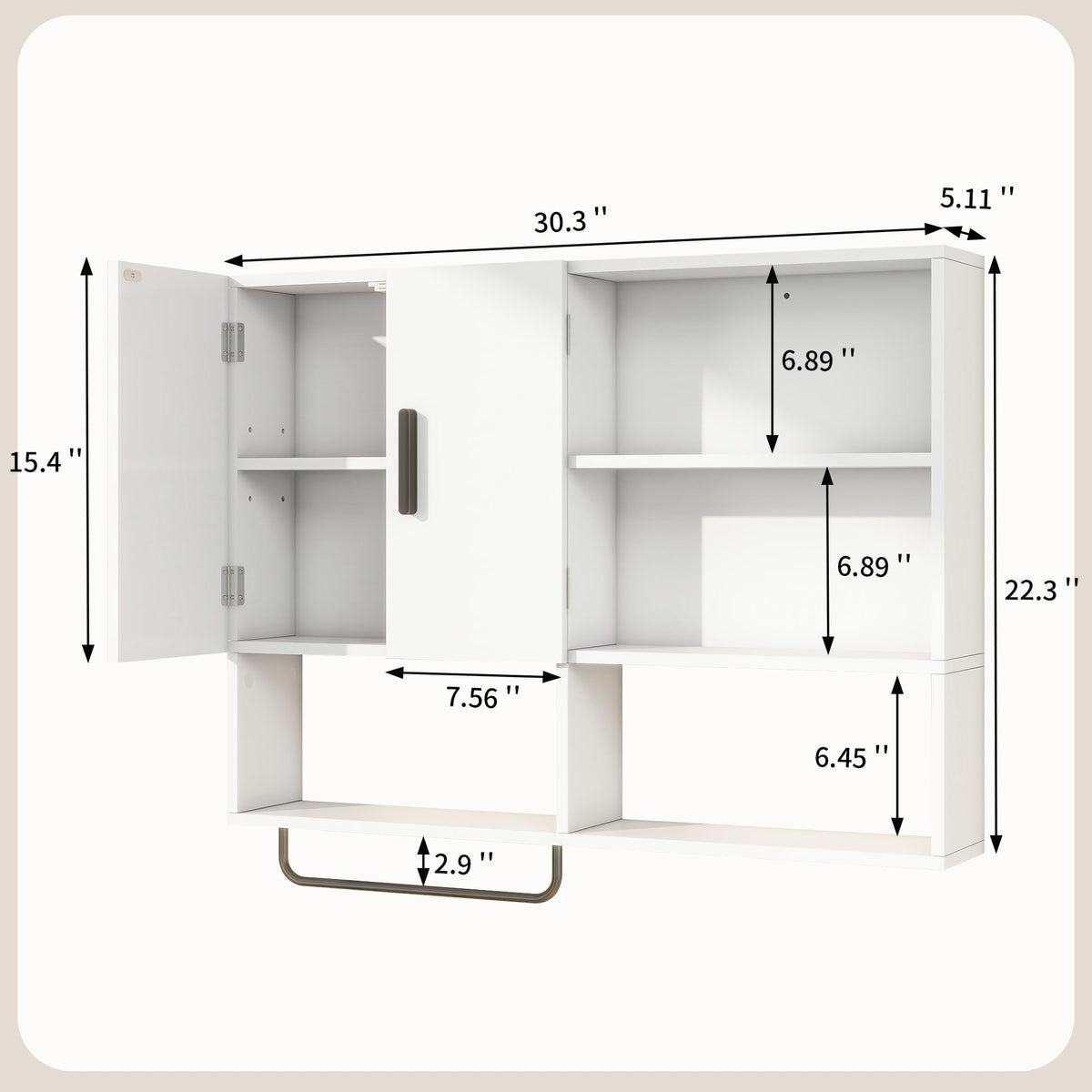 Bathroom Wall Cabinet with 2 Doors White E51955