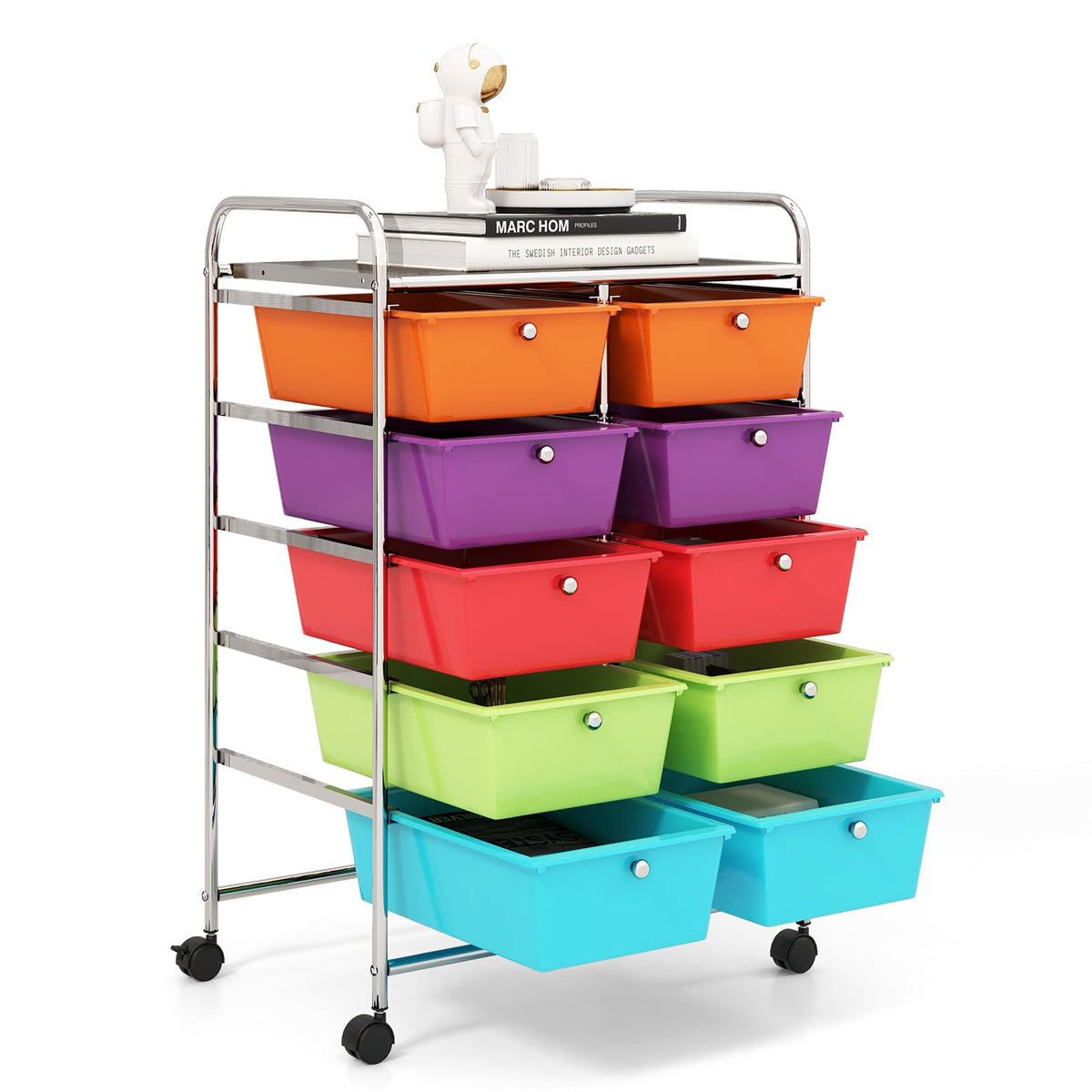 10 Drawer Rolling Storage Cart with Lockable Wheels I418