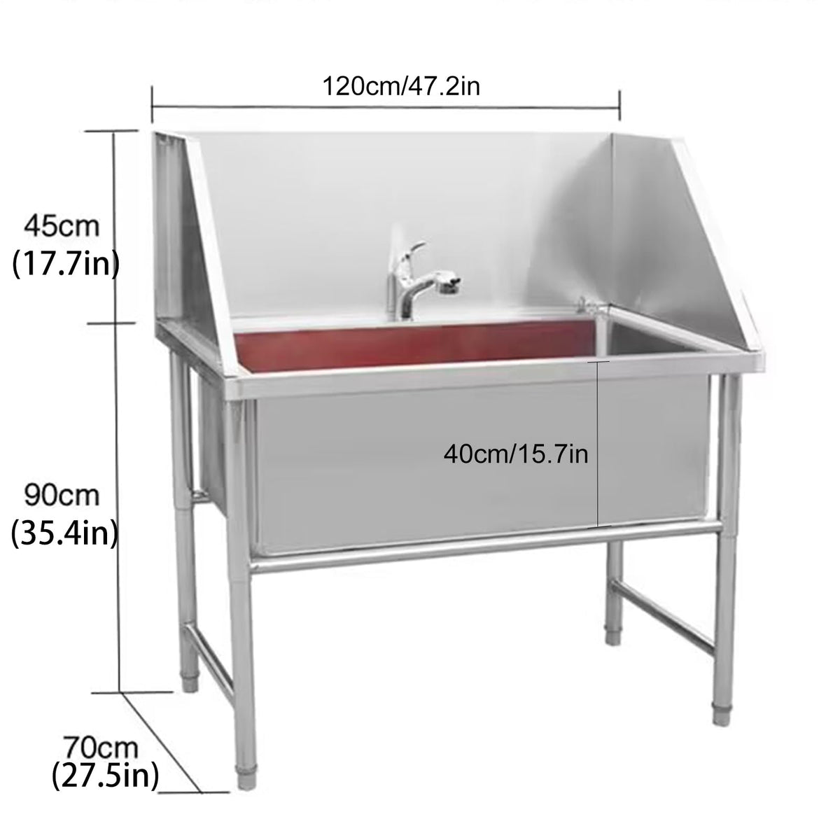 Stainless Steel Dog Grooming Bathtub with Sliding Door and Step J83019