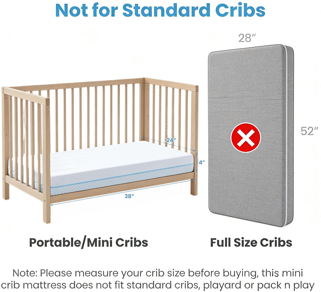38x24x4 Cooling Gel Memory Foam Mini Crib Mattress G500966